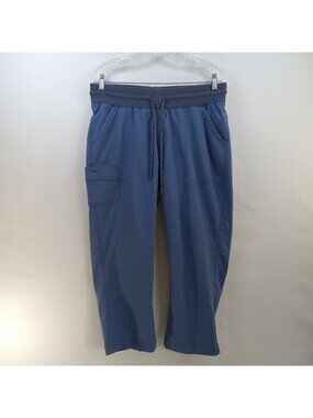 Columbia Women's Blue Capri Activewear Pants LARGE Drawstring Pockets Outdoor